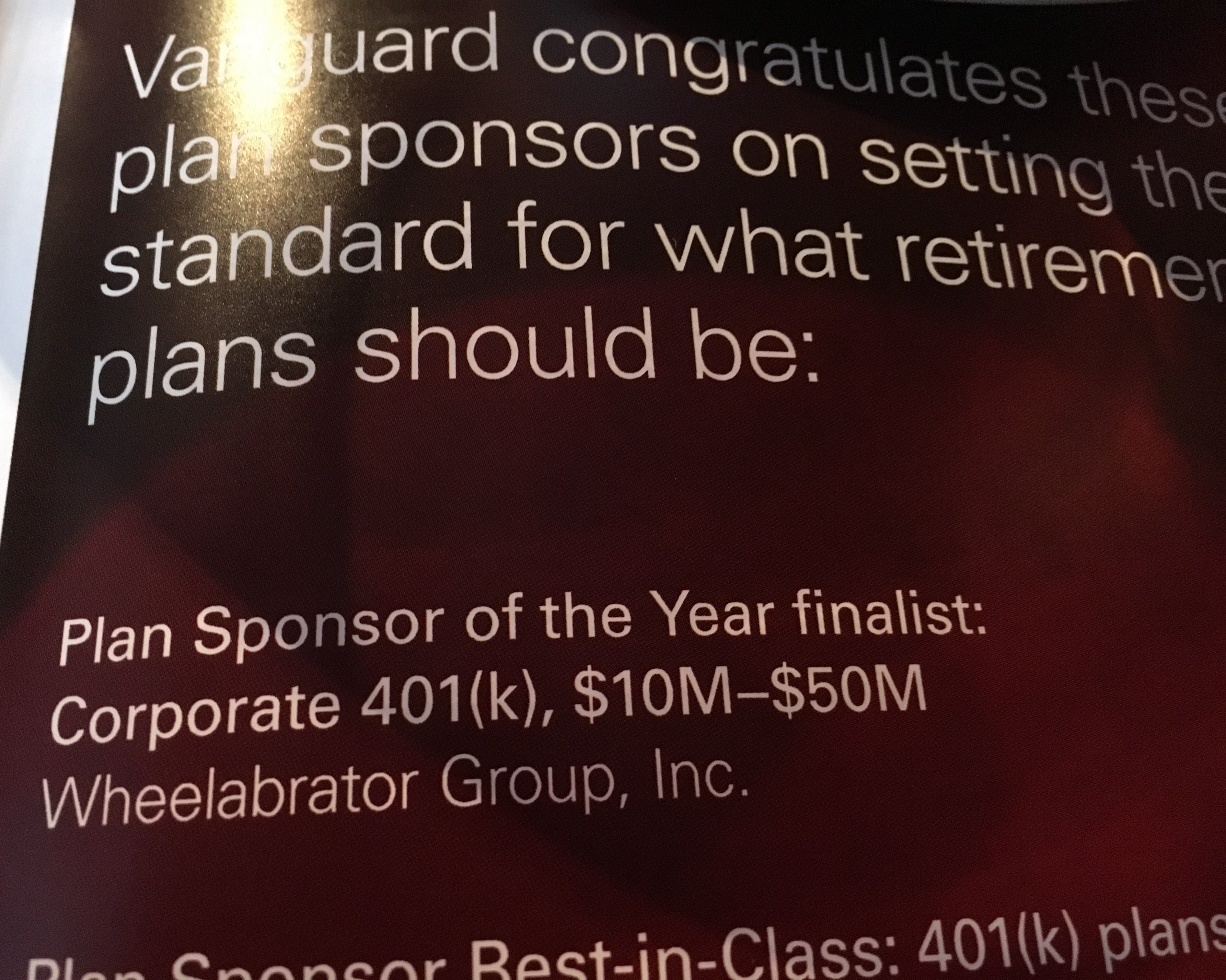Plan Sponsor of the Year Finalist Sign